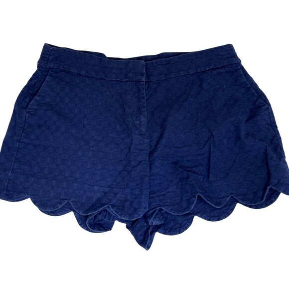 Crown & Ivy Womens Scalloped Hem Navy Shorts Size 16 Shelby - Picture 1 of 8